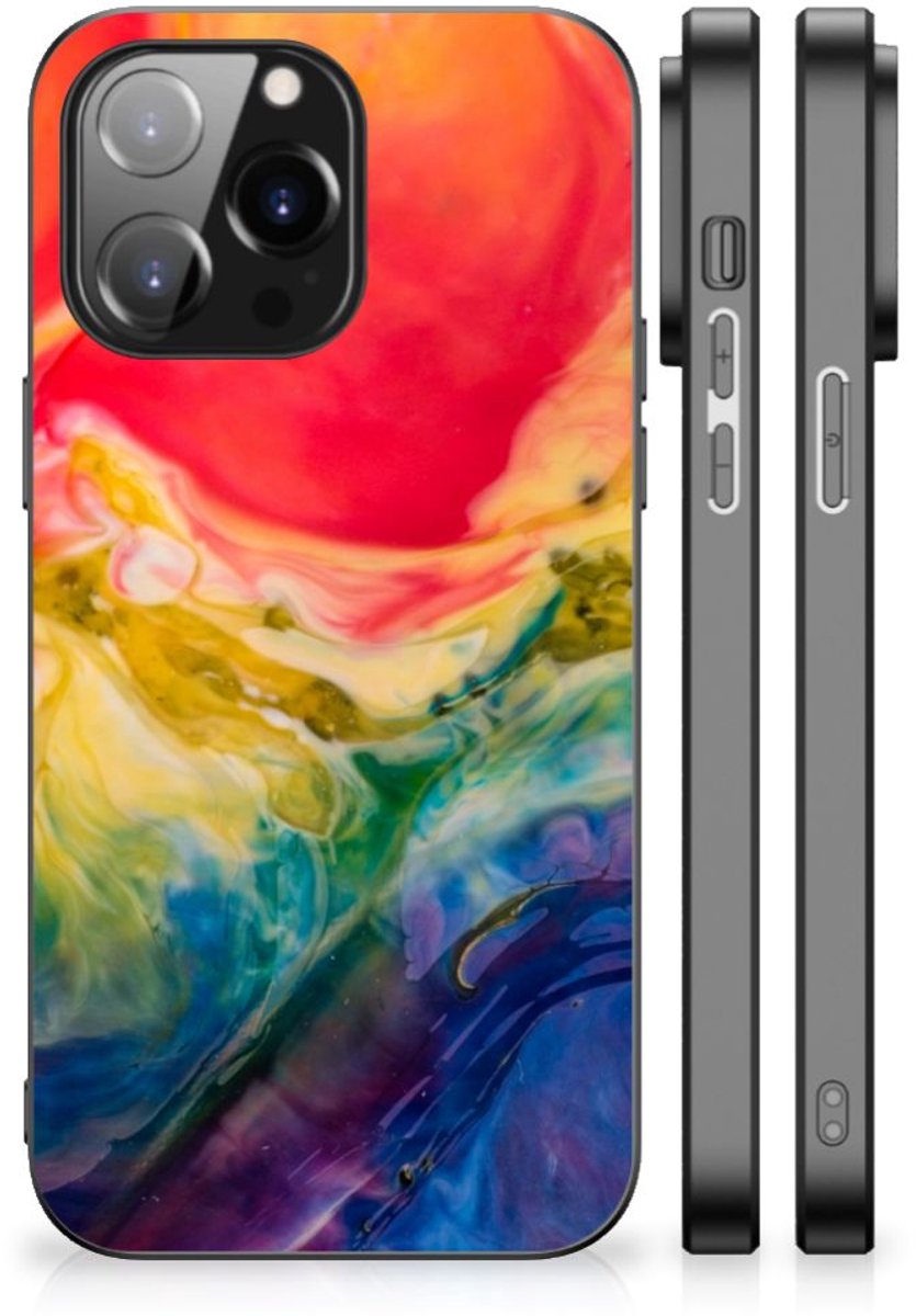 Kleurrijke Telefoonhoesje iPhone 14 Pro Max Watercolor Dark