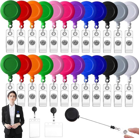 Vicloon Intrekbare ID-kaarthouder, tactische ID-kaarthouder, jojo badge reel, kaarthouder, ID-kaartclip, ID-kaarthouder met intrekbare kaarthouder sleutelhanger, uittrekbare set