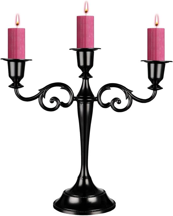 Bougeoir à 3 bras - OMABETA - Doré - Fer forgé - 18 x 21 x 9 cm - Décoration intérieure