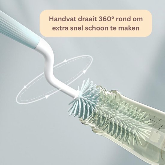 TSD goods - Flessenborstel - Flessenborstel Baby - Beer groen - Flessenborstel met Houder - Flessenreiniger - Flesvoeding accessoires - Kleur Groen van TSD goods — afbeelding 3