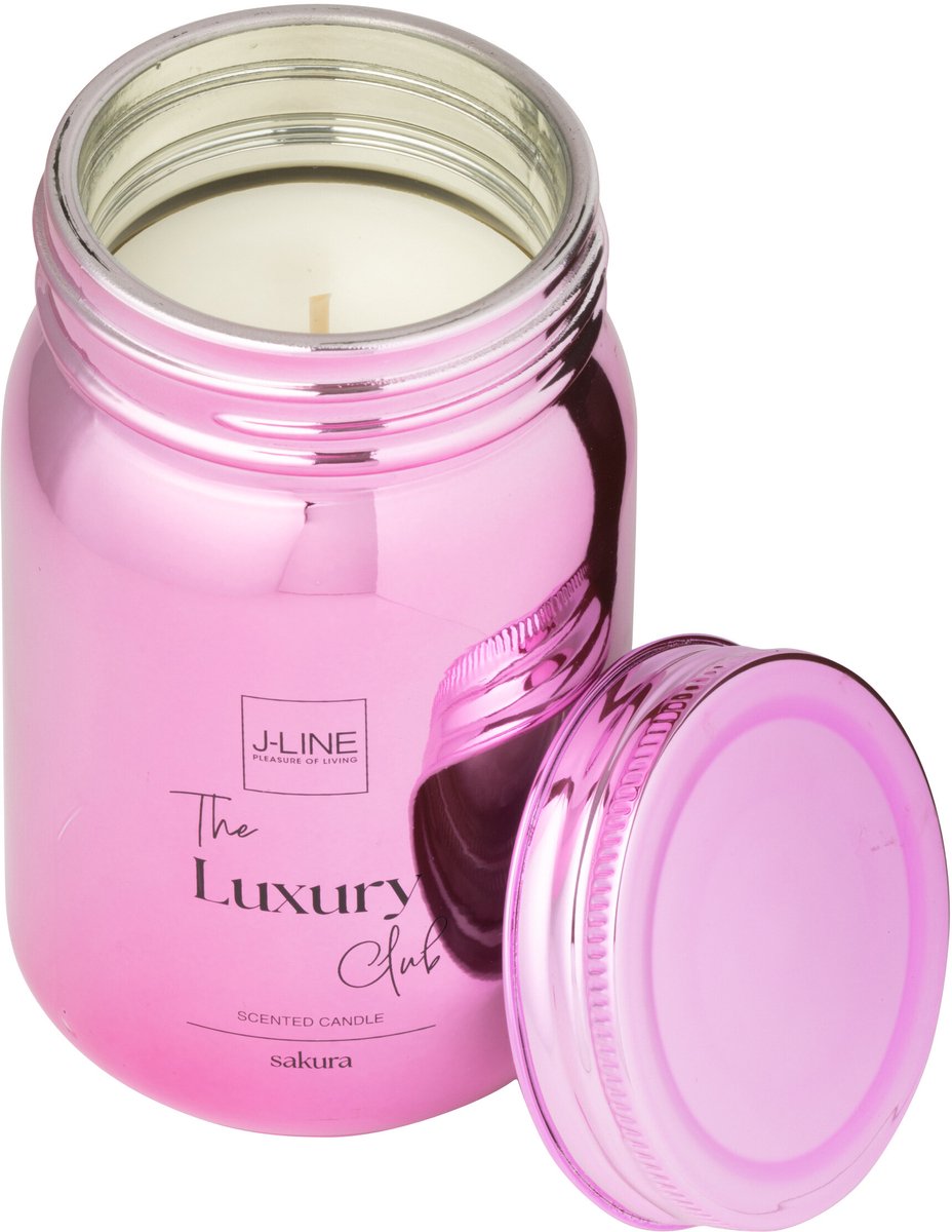J-Line geurkaars Voorraadpot - Sakura - glas - roze - 69U