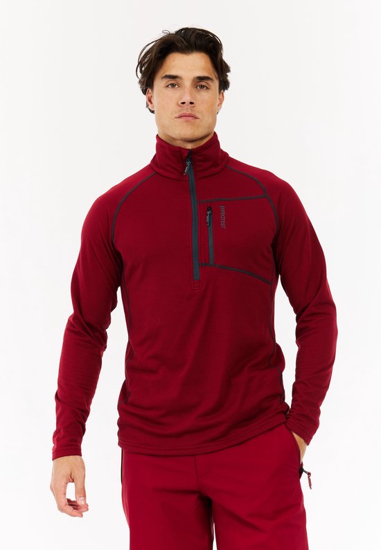 Protest PRTRekody – Haut zippé 1/4 pour homme – Rouge velours