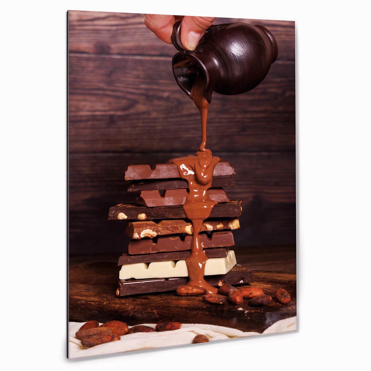 Fotoprint op aluminium - Chocoladetoren - 90x60 cm | Superhoge printkwaliteit afdruk | Extra stevig 4 mm Alupanel-Blauwbond | Voorzien van een matte afwerking | Inclusief UV-coating | Geschikt voor binnen én buiten