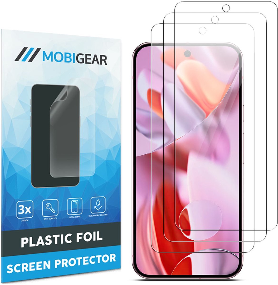 Mobigear Screenprotector geschikt voor Google Pixel 10 | Mobigear Screenprotector Folie - Case Friendly (3-Pack)
