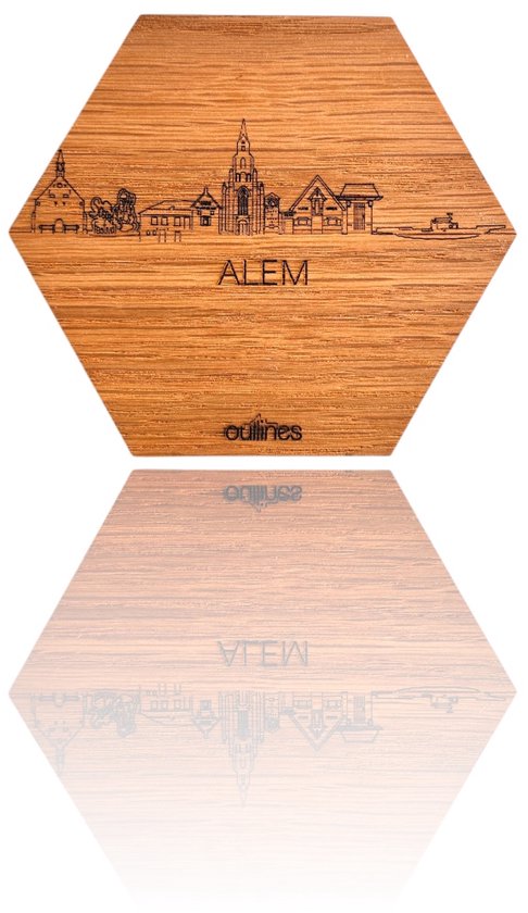 5x Onderzetters Skyline van Utrecht - 10x9cm - Eikenhout