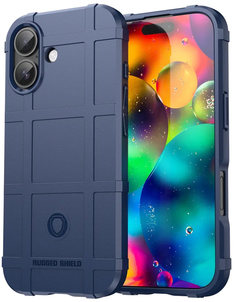 MobyDefend Hoesje - Geschikt voor iPhone 17 - Rugged Shield TPU Backcover - Blauw