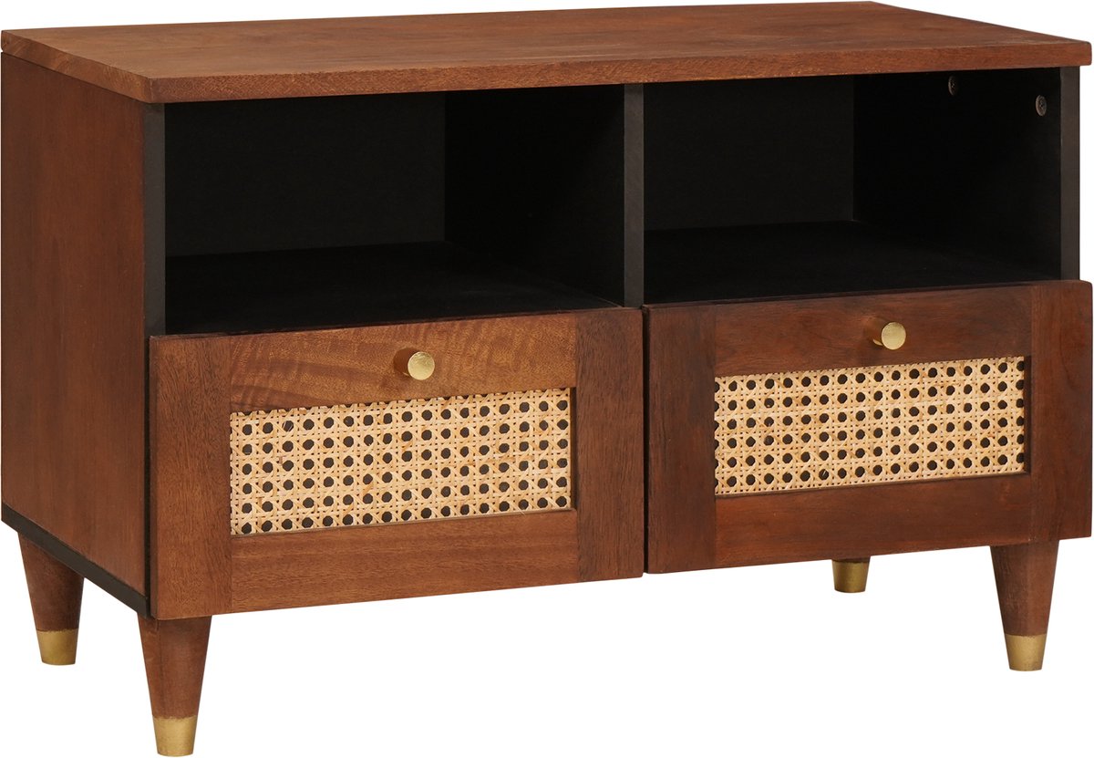 vidaXL - TV - Kast - met - lade - Bruin - 70 - x - 33,5 - x - 46 - cm - Massief - Mango - Hout