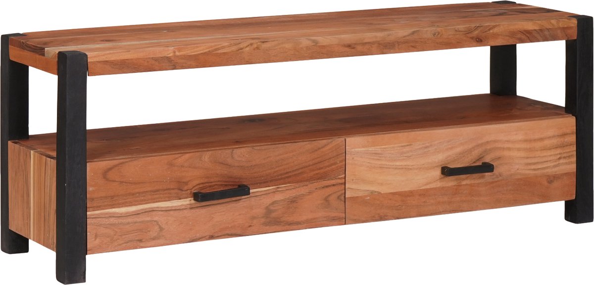 vidaXL - TV - Kast - met - lade - Bruin - 110 - x - 30 - x - 40 - cm - Massief - acaciahout