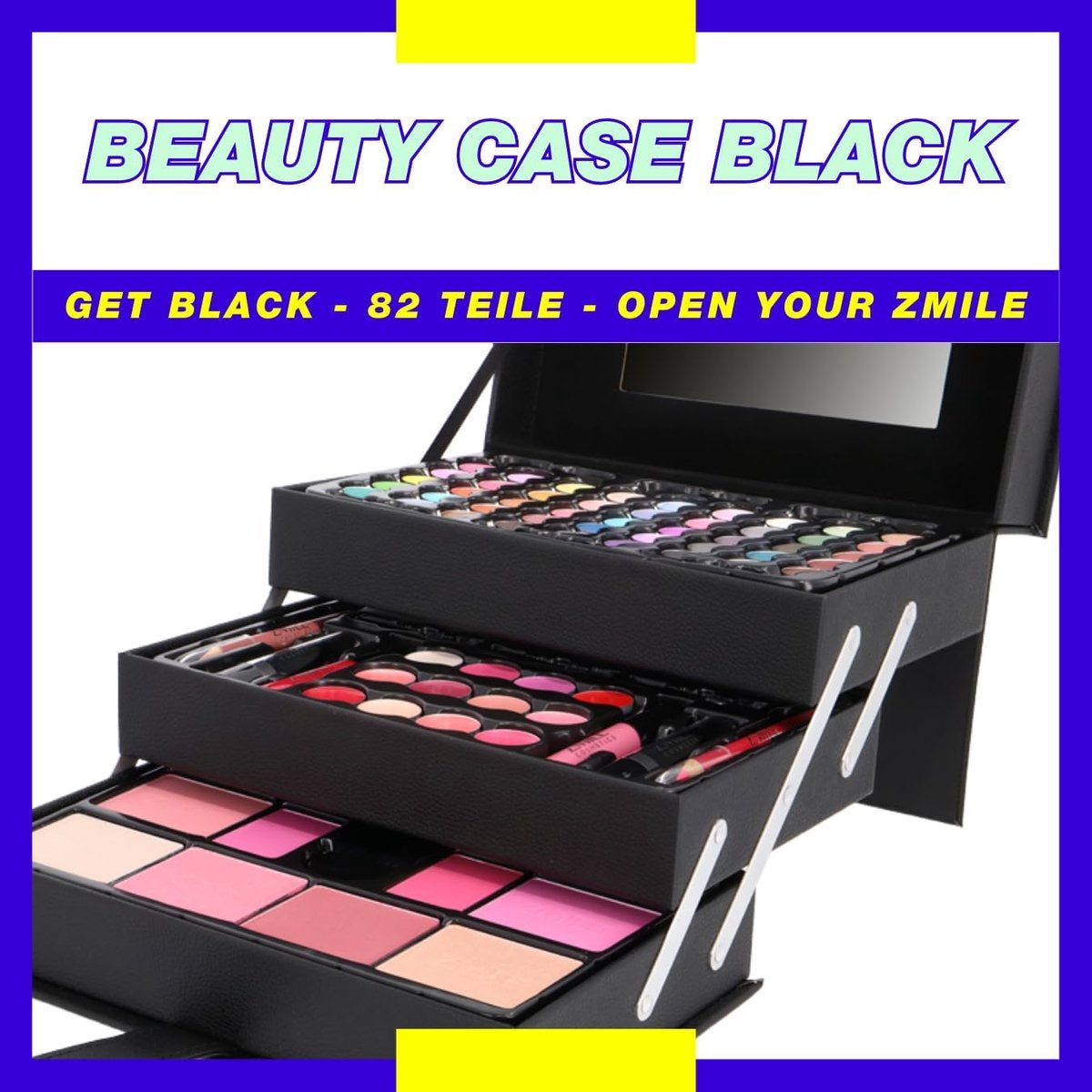 RFWR® Vegan Beauty Case met Cosmetica - Grote Zwarte Make-up Koffer
