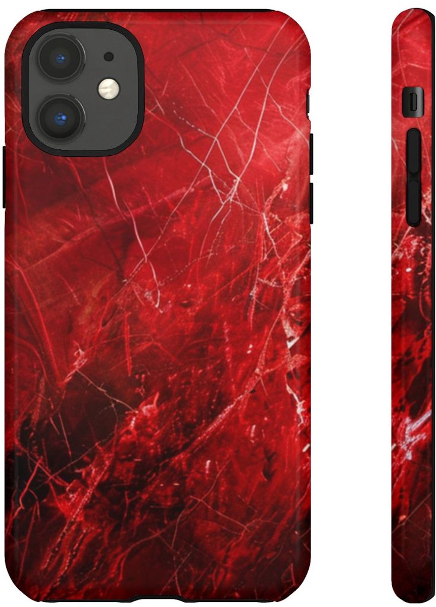 Rode Marmerstructuur met Nerven – Telefoonhoesje Geschikt voor iPhone 11