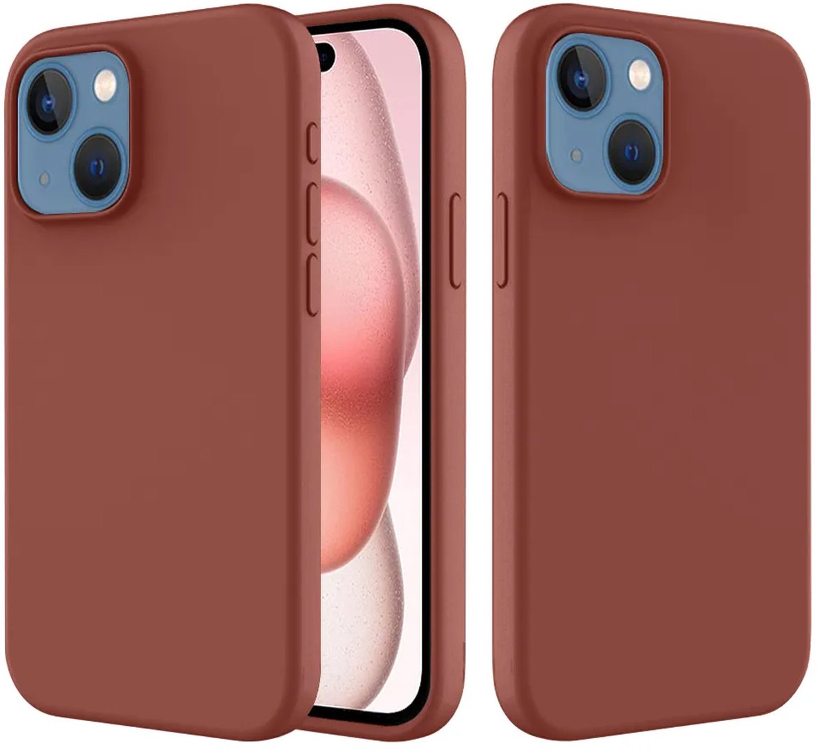 MobyDefend Hoesje - Geschikt voor iPhone 15 - Matte Siliconen Backcover - Terracotta