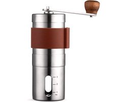 Handmatige koffiemolen, koffiemolen met handzwengel, koffiebonenmolen, draagbare mini-koffiemolen met instelbare instellingen, geschikt voor thuis, op kantoor en op reis. Gemaakt van roestvrij staal.