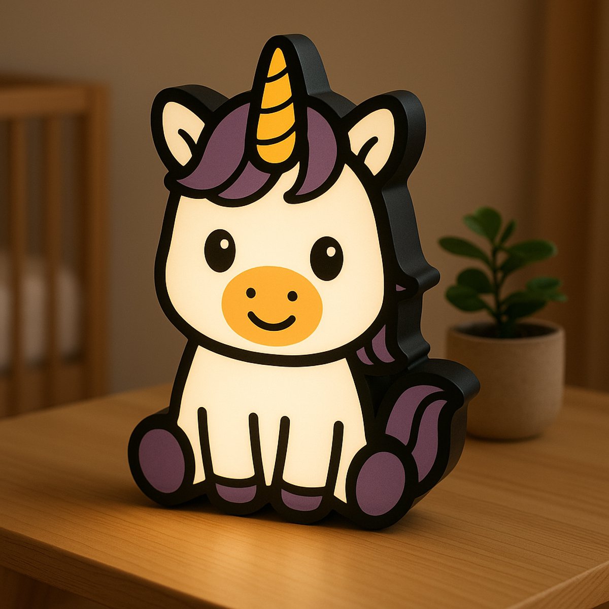 Unicorn Nachtlampje – 3D Cartoon Lightbox voor Kinderen – Schattige USB Nachtlamp Eenhoorn