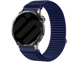 Strap-it Wave nylon bandje 20mm - Geschikt voor Samsung Galaxy Watch 7 / 6 / 5 / 4 (Pro / Classic) / 3 - 41mm / 42mm / Active 40 & 44mm / FE - Polar Ignite / Unite - Withings ScanWatch 2 - 42mm / Nova / Steel HR 40mm (donkerblauw)