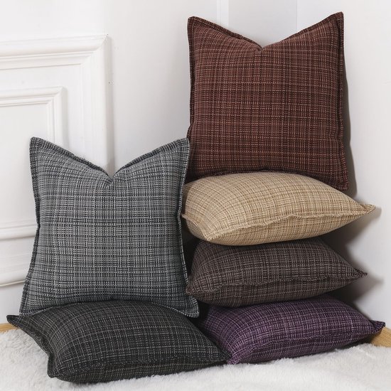 Kussenhoezen 50x50 cm Set Van 4 Madeliefje Kussenslopen Van Linnen, Decoratieve Kussenhoes Bloem Kussensloop Sierkussens met Verborgen Ritssluiting voor Bank Slaapkamer Woonkamer Woondecoratie -LI76