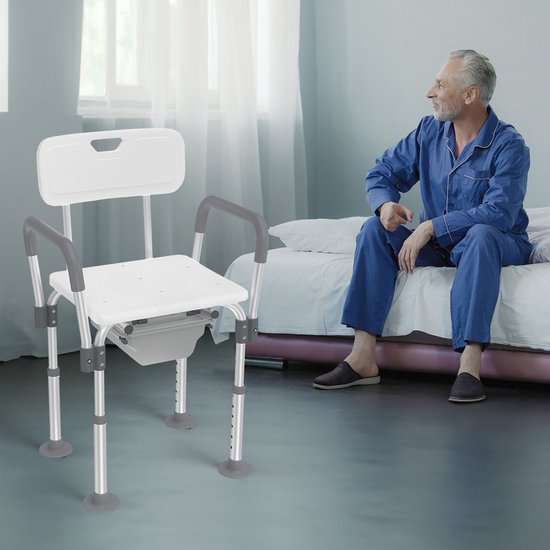 3-in-1 Toiletstoel Verstelbaar – Met Arm- en Rugleuning – 150 kg – Antislip – Comfortabel & Veilig