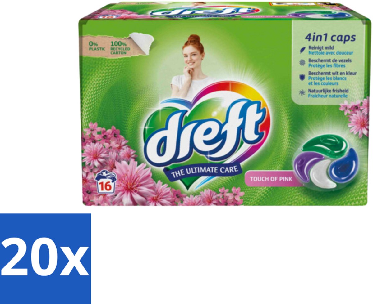 Dreft - Wasmiddelcapsules - Touch of Pink - Geurige verzorging - 16 Wasbeurten - Bulkverpakking - 20 stuks