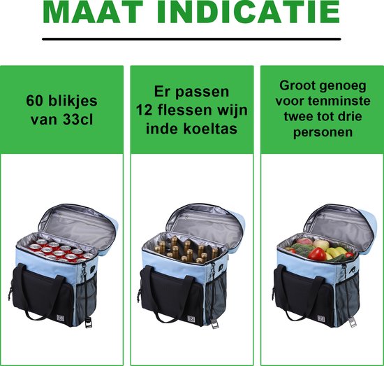 Brisby 4 Laags Geïsoleerde Koeltas - Lunchtas 30 liter - Zwart Blauw van Brisby — afbeelding 5