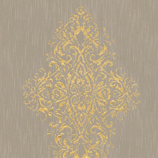 Barok behang Profhome 319453-GU textiel behang licht gestructureerd in barok stijl mat beige goud 5,33 m2