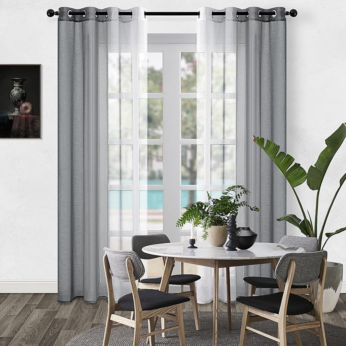 MRTREES Voile gordijnen 213 cm lang 2 panelen grijs en wit oogje voile gordijn met streep ontwerp semi-transparante gordijnen voor kinderen woonkamer slaapkamer keuken gordijnen 140 x 215 cm MRTREES Voile gordijnen 213 cm lang 2 panelen grijs en wit oogje voile gordijn met streep ontwerp semi-transparante gordijnen voor kinderen woonkamer slaapkamer keuken gordijnen 140 x 215 cm