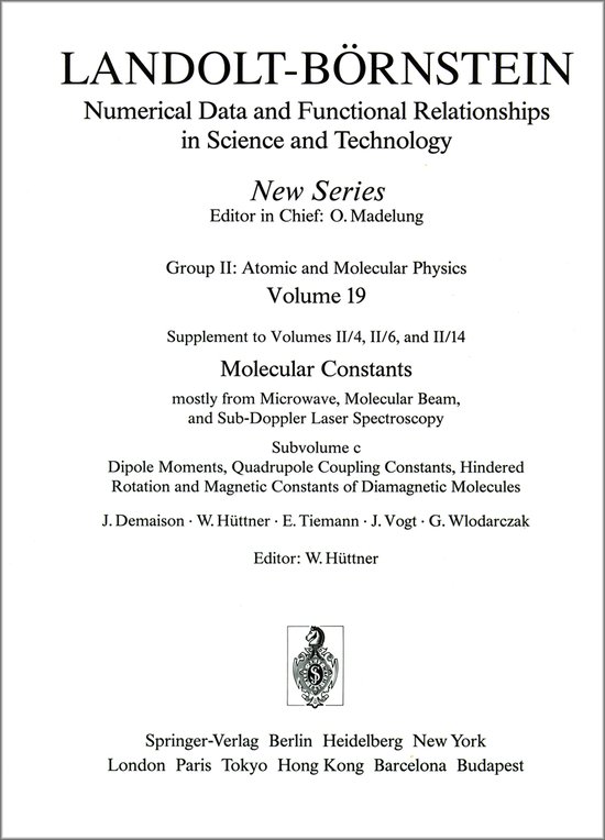 Dipole Moments Quadrupole Coupling Constants Hindered Rotati ... - cover