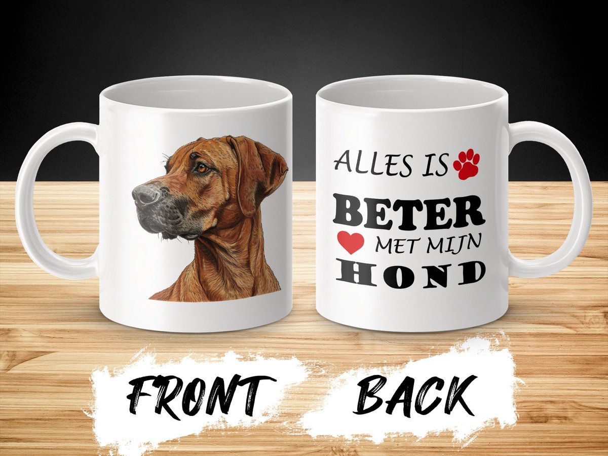 Mok Rhodesian Ridgeback Alles is beter met mijn hond - dog - doglover