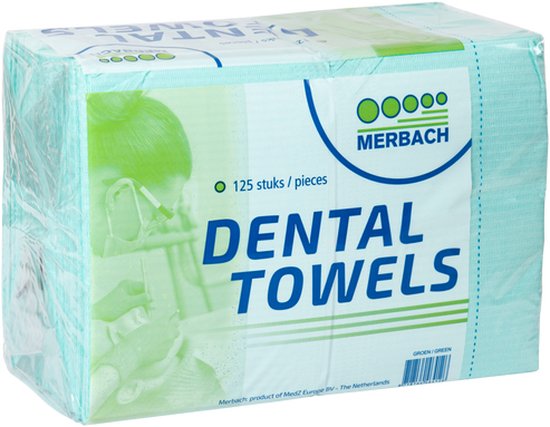 Merbach dental towel blauw- 100 x 4 x 125 stuks voordeelverpakking