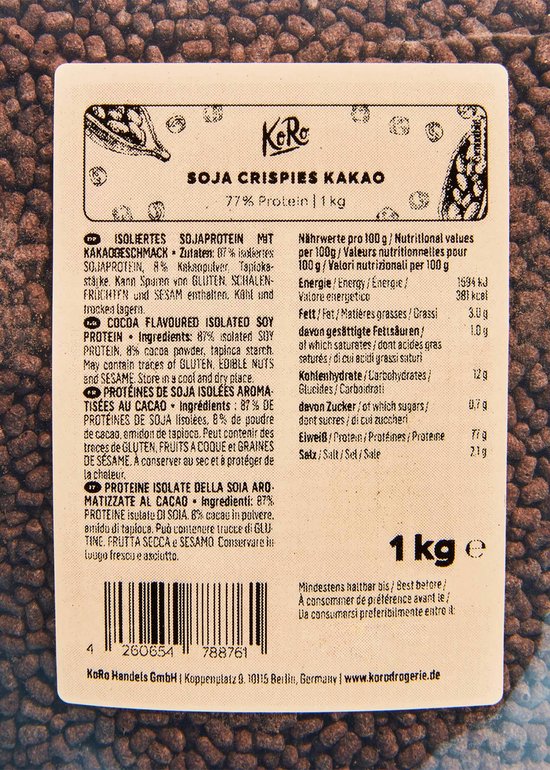 KoRo | Soja protein-cacao-crispies 77% 1 kg — afbeelding 4