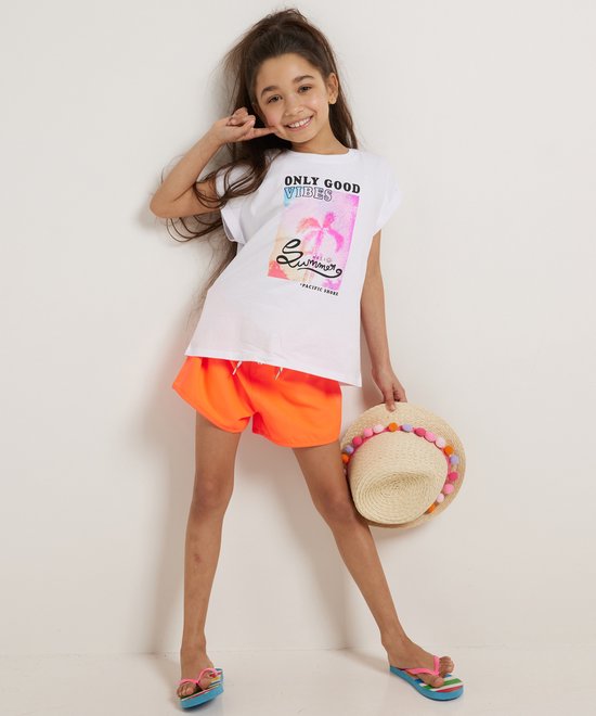TerStal Meisjes / Kinderen Europe Kids Wijd T-shirt Met Fotoprint Wit In Maat 134/140