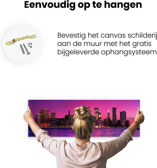 Artaza Peinture sur toile Image d'un Skyline de ville au coucher du soleil – 90 x 30 – Décoration murale – Photo sur toile – Impression sur toile