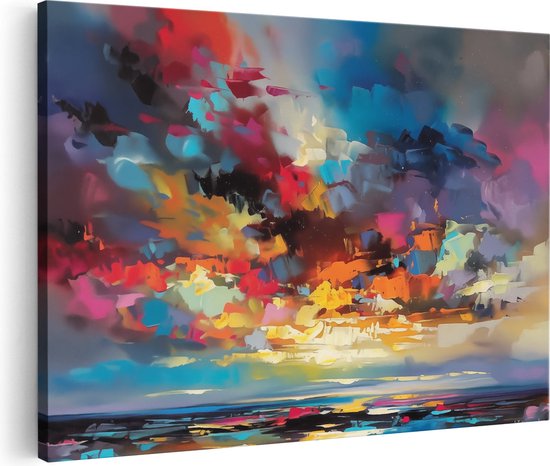 Artaza Canvas Schilderij Abstract Kunstwerk van een Kleurrijke Lucht - 30x20 - Klein - Foto Op Canvas - Canvas Print