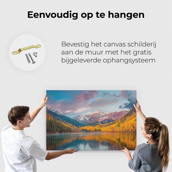 Tableau Artaza « Les Montagnes se reflètent dans un lac » – 120 x 80 cm – Groot – Photo sur toile – Impression sur toile