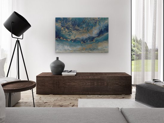 Artaza Peinture sur toile oeuvre abstraite de Blauw et Goudor - 120x80 - Groot - Photo sur toile - Impression sur toile