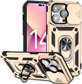 Cityhoesje.nl - Ring - Anti Shock - Camera Bescherming - iPhone 14 Pro Max - Backcover - Goud