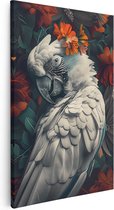 Artaza Canvas Schilderij Vogel met een Bloem op zijn Kop - 20x30 - Klein - Foto Op Canvas - Canvas Print