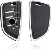 Autosleutel hoesje - TPU Sleutelhoesje - Sleutelcover - Autosleutelhoes - Geschikt voor BMW - zwart - B4a - NEW - Auto Sleutel Accessoires gadgets - Kado Cadeau man - vrouw