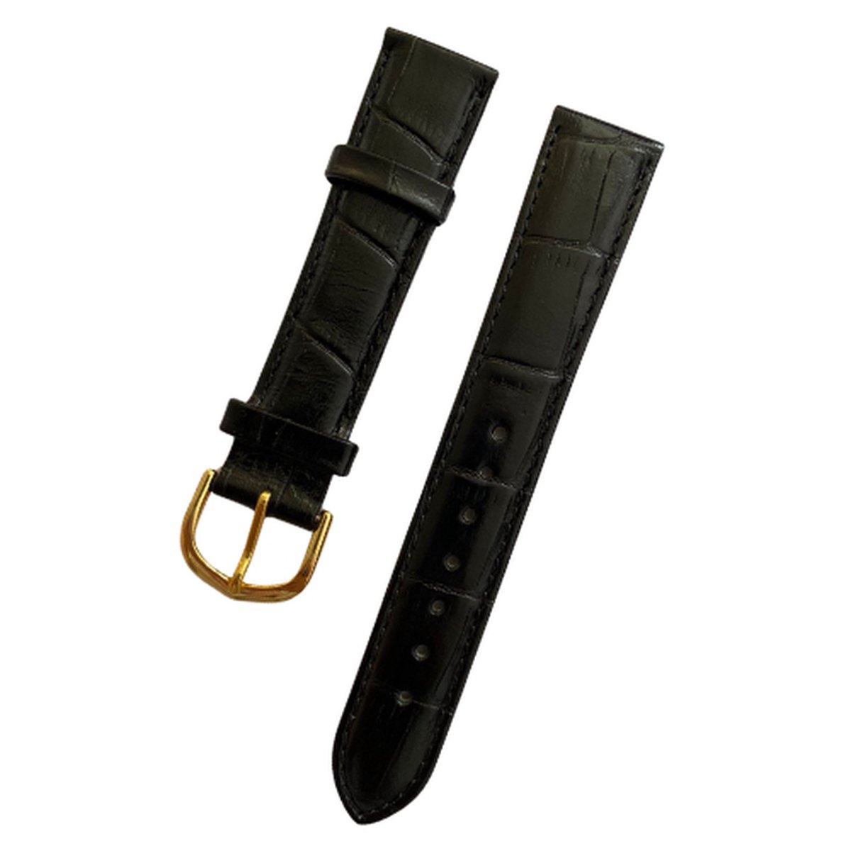 Leren horlogebandje - Gouden buckle - echt leer - Crocodile leather