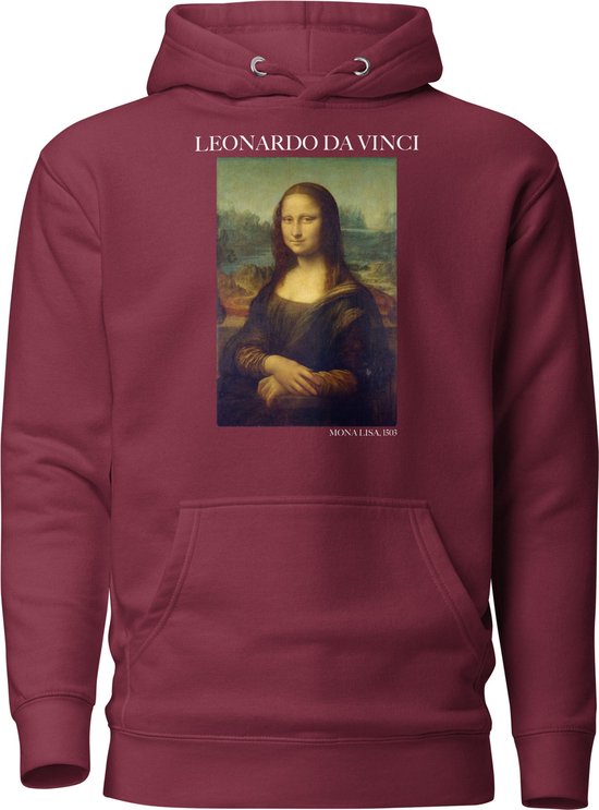 Leonardo da Vinci 'Mona Lisa' ("Mona Lisa") Beroemd Schilderij Hoodie | Unisex Premium Kunst Hoodie | Maroon | S