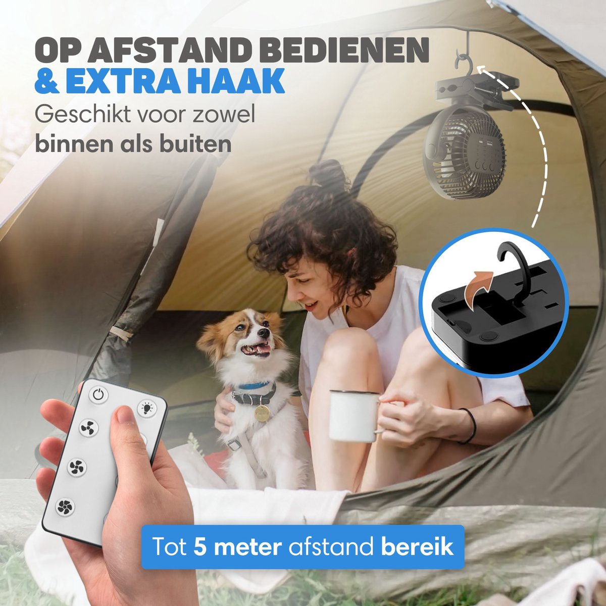 Vulpes Goods® Tech - Mini USB Ventilator PRO - Oplaadbare Tafelventilator - Stille Mini Fan met Afstandsbediening - Handventilator - Klein, Stil & Geruisloos - 3 Snelheden & Verlichting - 12000 mAh & Powerbank functie - Premium Zwart — afbeelding 6