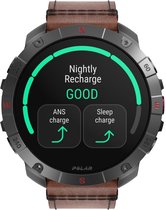 Bol.com Polar Grit X2 Pro TITAN Premium Outdoor Smartwatch Brons leder M/L extra Zwarte Silicone horlogebandje S/L aanbieding