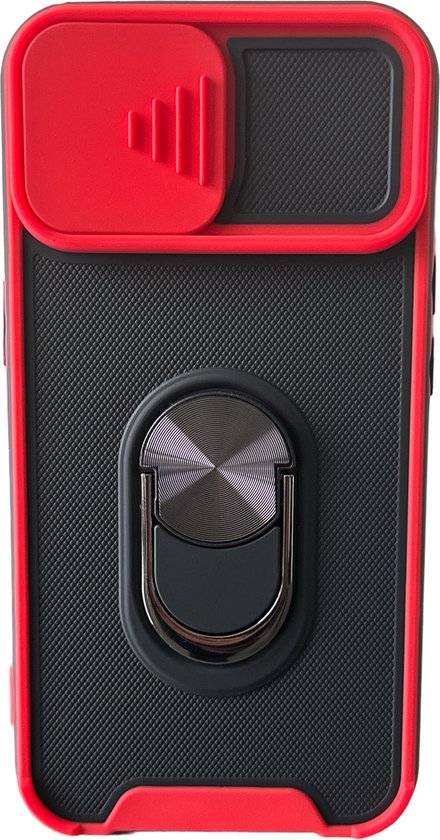 Schokbestendig Hoesje Camshield Flash Met Draaibare Ring - Rood - Telefoonhoesje Geschikt voor: iPhone 13 Pro Max - Geschikt voor Magneet Houders