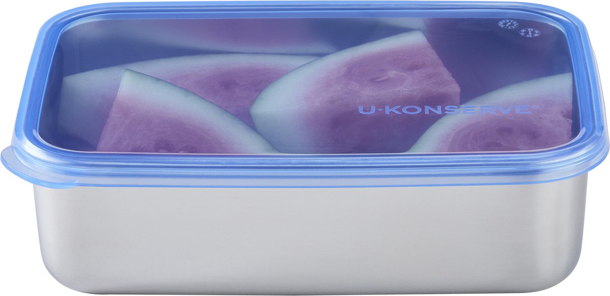 U-Konserve - rechthoekige rvs voedselcontainer met siliconen deksel - 1,35l - cosmic blauw