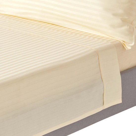 Homescapes - Damast laken zonder elastiek 240 x 300 cm, vanille - 100% Egyptisch katoen
