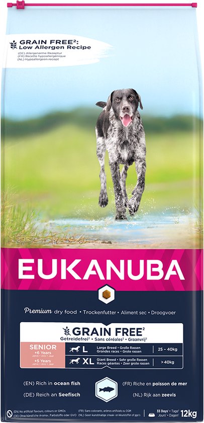Eukanuba - Hond - Euk Dog Grainfree Ocean Fish Senior L/xl 12kg