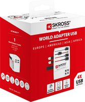 Skross - World Travel Adapter 2-pole + 4 USB Charger + 1 Type C 2400 mA White
