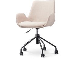 Nolon Nout-Eef Bureaustoel Beige - Stof - Verstelbaar - Wielen - Zwart Onderstel - Lage Armleuning - Modern - Design - Comfortabel