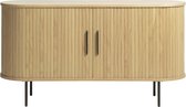 Dressoir Eikenhout Naturel - 4 Planken - Schuifdeuren - Kast Nola - Giga Living