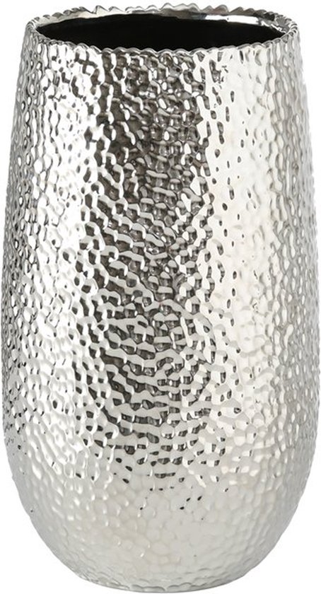 Cilinder vaas / bloemenvaas zilver 31 cm - Home Deco vazen - Woonaccessoires