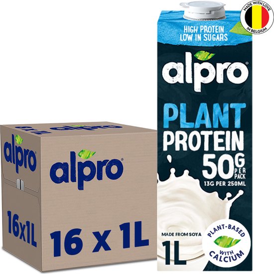 Alpro Sojadrink High Protein Voordeelverpakking 16 x 1L : Plantaardige Kracht & Rijk aan Vezels