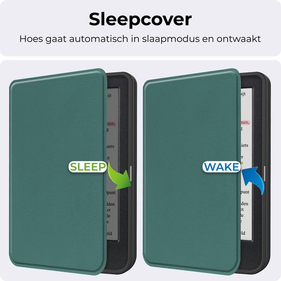 Hoesje Geschikt voor Kobo Clara Colour Hoesje Luxe Bescherm Case - Hoes Geschikt voor Kobo Clara Colour Hoes Book Cover - Donkergroen van Hoesje  — afbeelding 4